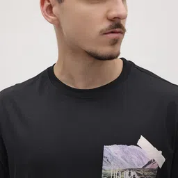 The Roadster Life Co. Men Graphic Print Drop-Shoulder Sleeves Pure Cotton T-shirt image 2