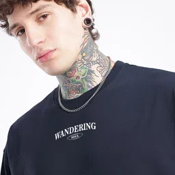 glitchez Men Printed Drop-Shoulder Sleeves Oversized T-shirt image 4