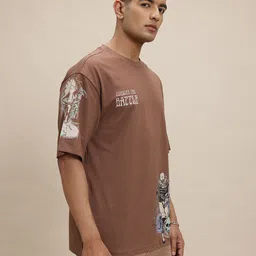 The Roadster Life Co. Printed Drop-Shoulder Sleeves Relaxed Cotton T-shirt image 3