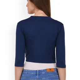 Espresso Navy Blue Solid Open Front Shrug image 2