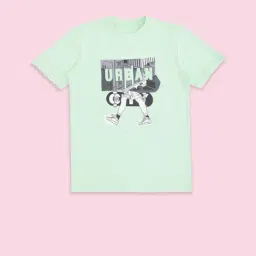 Pantaloons Junior Mint Green Cotton Printed T-Shirt-image-20