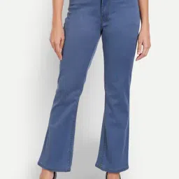 Angelfab Blue Cotton Flared Fit High Rise Bootcut Jeans-picture-5