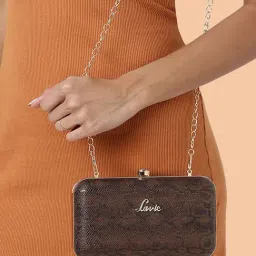 Lavie Brown Synthetic Minaudiere Clutch-image-23