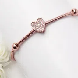 GIVA 92.5 Sterling Silver Rose Gold Heart Bracelet for Women-picture-42