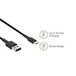 Xiaomi 100 cm Long C Type USB Cable with 3 A Fast Charging Black, CBAC10ZM image 3