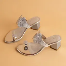 Eridani Women's Aayat Silver Toe Ring Sandals-picture-17
