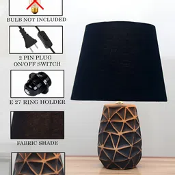 Homesake Black Textured Ceramic Industrial Frusturical Shaped Table Lamp image 2