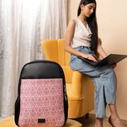Zouk Statement Kolkata Nouveau Red Jute Printed Laptop Backpack - 16.9 Ltrs-picture-30