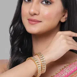 Karatcart Gold-Plated Drop Shape Bangles for Women - Set of 2 image 3