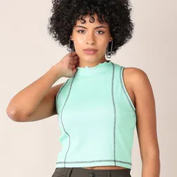 LIMEROAD Women High Neck Pockets T-shirt-image-65