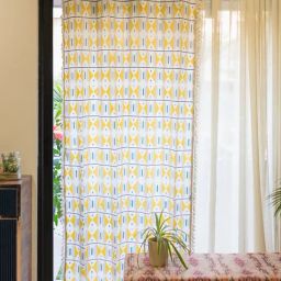Urban Space Printed Mustard Yellow & White Cotton 8 FT Boho Long Door Curtain-picture-26