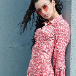 STYLECAST X KASSUALLY Typography Printed Scuba Shirt Dress image 2