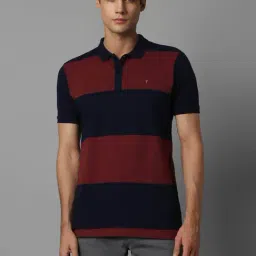 Louis Philippe Jeans Navy Cotton Slim Fit Printed Polo T-Shirt-picture-33
