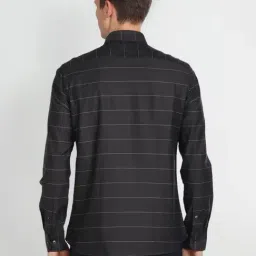 Arrow Grey Cotton Regular Fit Striped Shirt image 2