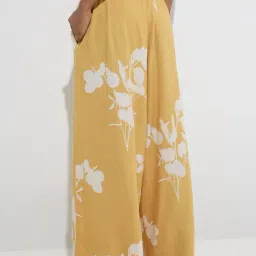 Utsa by Westside Mustard Floral Patterned Palazzos image 2