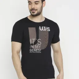 UnderJeans by Spykar Navy Regular Fit Printed T-Shirt-image-58