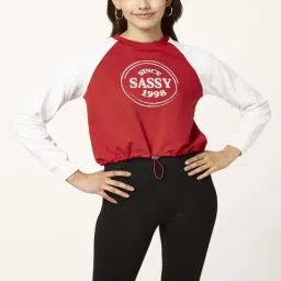 People by Pantaloons Red & White Cotton Printed Sweatshirt-picture-22