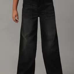 UNDER FOURTEEN ONLY Girls Wide Leg Mid-Rise Light Fade Cotton Jeans-picture-36