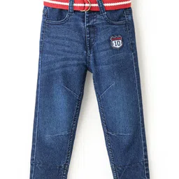 Babyhug Denim Full Length Washed With Stretch Jeans - Blue-picture-10