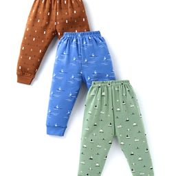 Simply Interlock Knit Full Length Lounge Pant with Boat Print Pack f 3 - Blue Green & Brown-picture-43