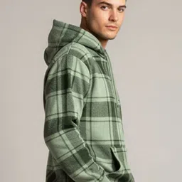 SZN Men Checked Hooded Sweatshirt image 5