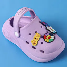 Babyoye Clogs with Back Strap Closure & Animal Applique - Lilac image 3