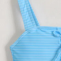 Mark & Mia Sleeveless Two Piece Swimsuit with Strips Print & Lace Detailing - Light Blue image 4