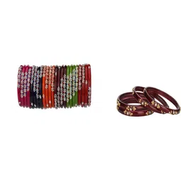 SOMIL Set Of 28 Artificial Stones-Studded Bangles-image-56