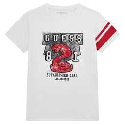 GUESS kids Boys Typography Printed Round Neck Cotton T-shirt-picture-43