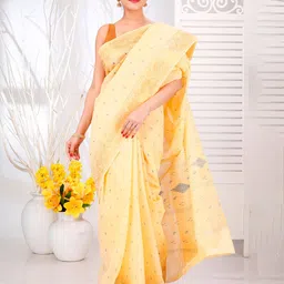PuJoy Zari Pure Cotton Taant Saree image 4