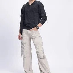 Kook N Keech Faded Night Washed Effect V-Neck Pullover image 5