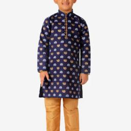 Pro-Ethic Style Developer Kids Navy & Beige Printed Full Sleeves Kurta with Pyjamas-picture-39