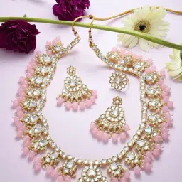 Zaveri Pearls Pink Dazzling Kundan & Beads Ethnic Long Bridal Necklace Earring & Ring Set-ZPFK16475-picture-23