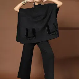 Mafadeny Black Regular Fit Poncho-picture-32