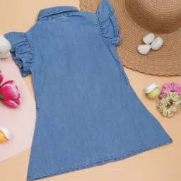 Creative Kid's Girls Blue Denim Regular Fit Dress image 2