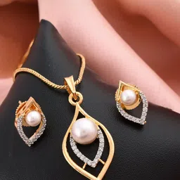 Anouk Gold-Plated Cubic Zirconia Stone-Studded & Pearl Beaded Jewellery Set-picture-16