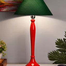 Homesake Red & Green Solid Handcrafted Bedside Standard Table Lamp with Shade-image-75