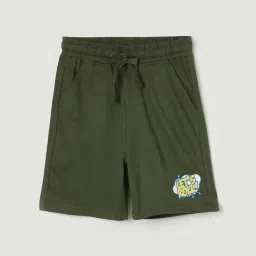 Fame Forever by Lifestyle Kids Olive Cotton Printed Shorts-image-96