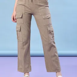 V-Mart Women Regular Fit Mid-Rise Cargos Trousers-picture-34
