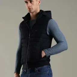Tommy Hilfiger Navy Cotton Regular Fit Puffer Jacket image 5