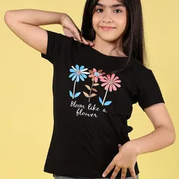 V-Mart Girls Floral Printed Extended Sleeves Pockets T-shirt-picture-39