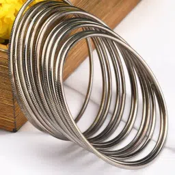 Fida Classic Black Metallic Bangles for Women - Set of 12-picture-48