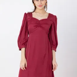 Zink London Maroon Regular Fit A Line Dress-picture-20