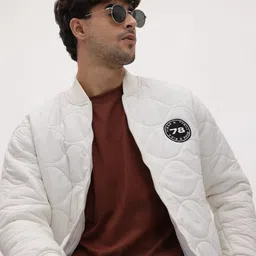 The Roadster Life Co. Patchwork Detail Stand Collar Bomber-Style Quilted Jacket-picture-24