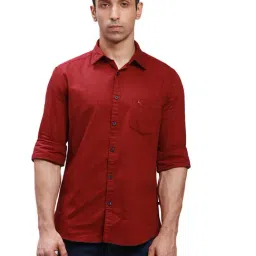 Parx Red Cotton Slim Fit Shirt-image-43
