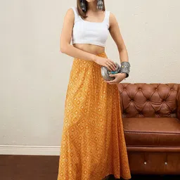 InWeave Bandhej Foil Printed Maxi A-Line Skirt image 5