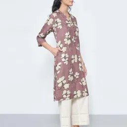 Rangmanch By Pantaloons Purple Regular Fit Floral Print Kurta image 3