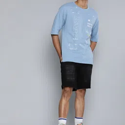 Kook N Keech Men Blue  White Typography Printed Pure Cotton T-shirt-picture-22
