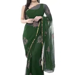 DURGA EMPORIO Floral Zari Pure Chiffon Designer Saree-image-58