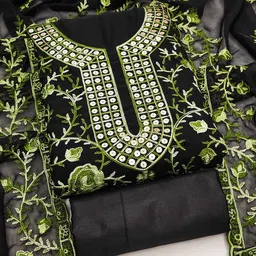 KALINI Embroidered Silk Georgette Unstitched Dress Material image 3